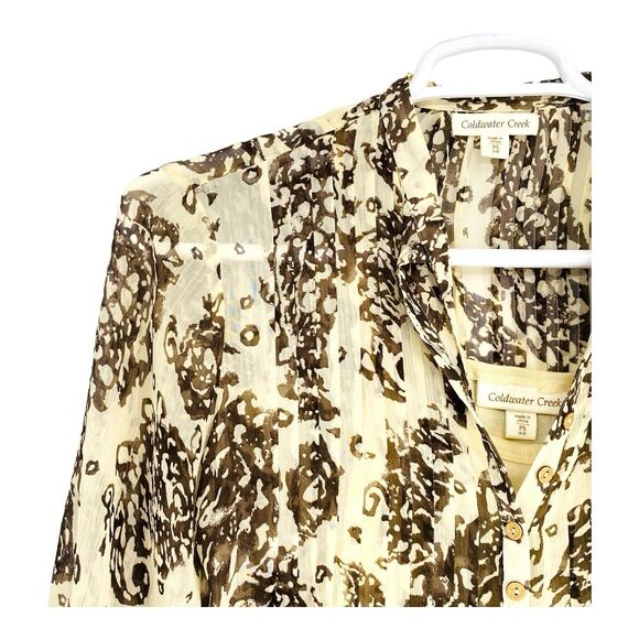 Coldwater‎ Creek Blouse Size Petite Small Geometric Print With Cami Top - Picture 6 of 8